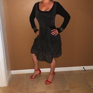 Women’s classy goth black lace dress